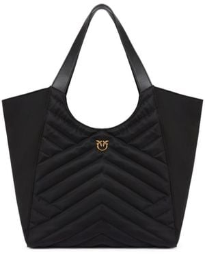 Pinko Puzzle-Quilted Shopper Bag - Black