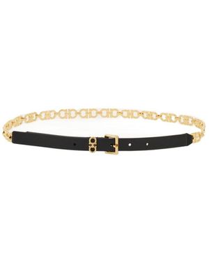 Ferragamo Gancini Belt With Chain - White