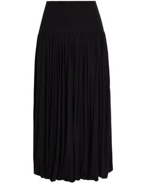 TOTEME Gathered Crepe-Jersey Midi Skirt - Black