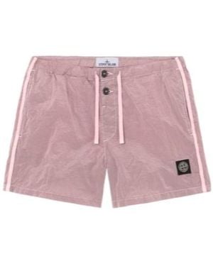 Stone Island Logo Patch Drawstring Shorts - Pink