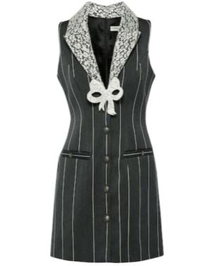 Alessandra Rich Pinstripe Wool-Blend Minidress - Black