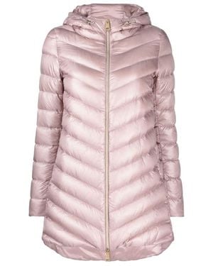 Herno Zip-Up Long-Sleeved Hooded Puffer Jacket - Pink
