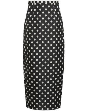 KHAITE Winton Polka-Dot Silk Midi Skirt - Black