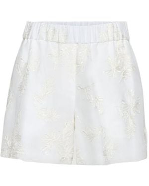 Brunello Cucinelli Cotton Organza Shorts With Dazzling Broderie Anglaise - White