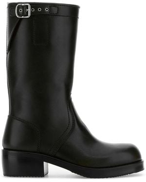 Dries Van Noten Buckle Detailed Biker Boots - Black