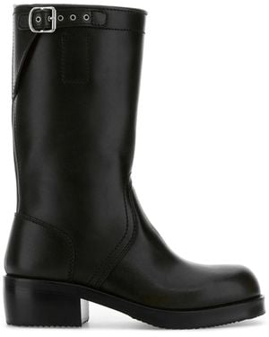 Dries Van Noten Buckle Detailed Biker Boots - Black