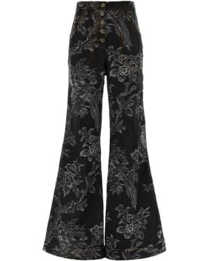 Etro Jacquard Flared Jeans - Black