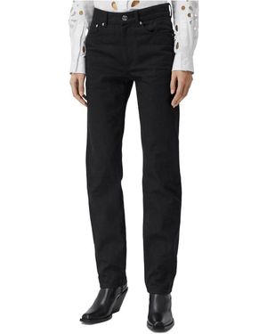 Burberry Logo-Print Straight-Leg Jeans - Black