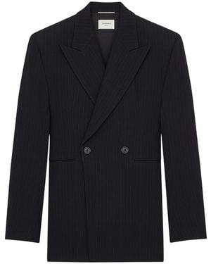 Saint Laurent Double-Breasted Striped Jacket - Blue