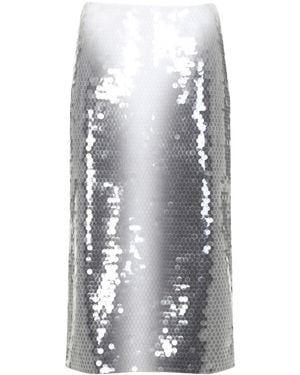 Sportmax Allover Sequin Embellished Midi Skirt - White