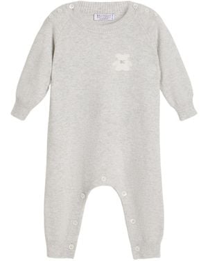Brunello Cucinelli Button-Embellished Teddy-Appliqu Romper - White