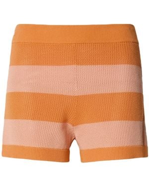 Lacoste Striped Mesh Knit Shorts - Orange
