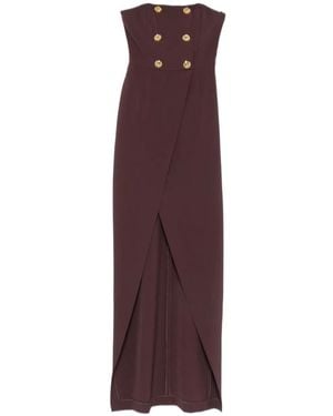 Elisabetta Franchi Button-Embellished Wrap Dress - Purple