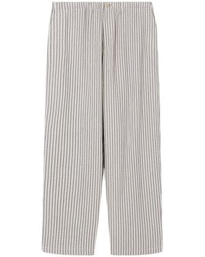 Emporio Armani 3D Striped Jacquard Fabric Trousers - Grey