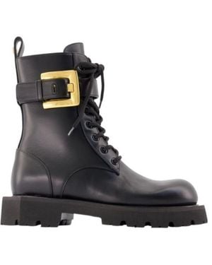 Balmain Ranger Anthem Buckle-Strap Ankle Boots - Black
