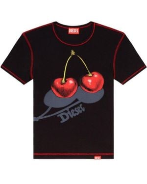 DIESEL Cherry Print T-Shirt - Black