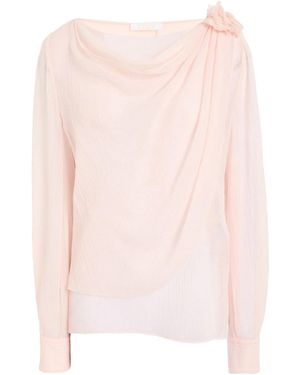 Chloé Solid-Color Long-Sleeved Wool Top - Pink