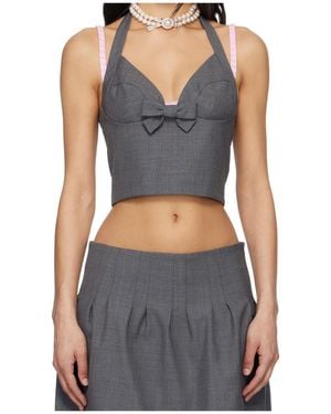 ShuShu/Tong Shushu/Tong Bow Halterneck Cami Top - Grey