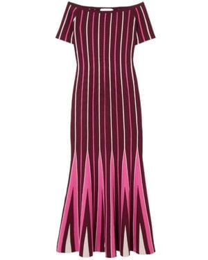Gabriela Hearst Medea Off-The-Shoulder Striped Wool Maxi Dress - Purple
