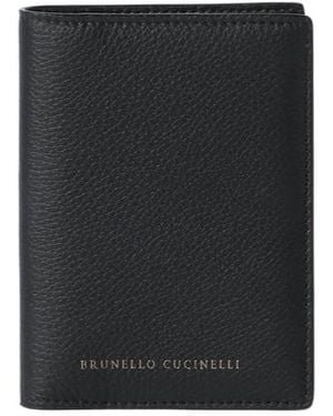 Brunello Cucinelli Grained Calfskin Passport Holder - Black