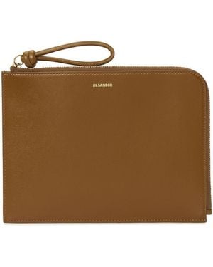 Jil Sander Zipper Clutch - Brown