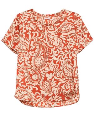 Liu Jo Paisley-Printed Round-Neck T-Shirt - Orange