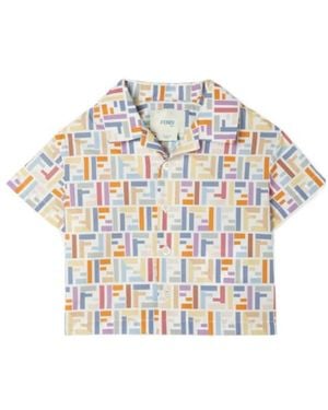 Fendi Multicolor Cotton Poplin Baby Shirt - White