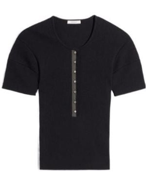 Lemaire Henley Ribbed Knitted Top - Black