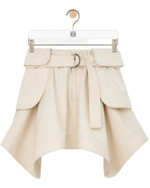 Loewe Cargo Belted Cotton Mini Skirt - Natural