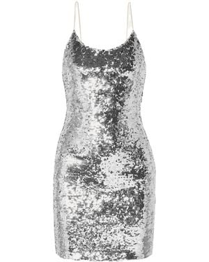 Alice + Olivia Sequined Tulle Mini Dress - Gray