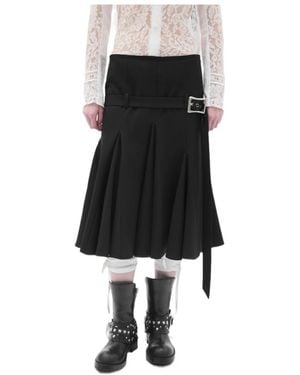 Ann Demeulemeester Helma Belted Pleated Midi Skirt - Black
