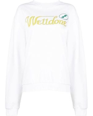 we11done Logo-Print Cotton Hoodie - White