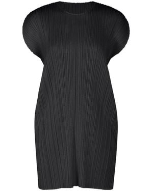 Pleats Please Issey Miyake Loose-Fitting Pleated Waist Dress - Black