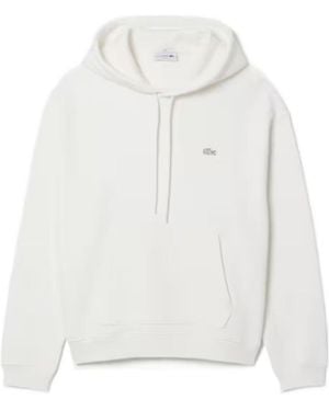 Lacoste Logo-Embroidered Hoodie - White