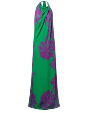 Johanna Ortiz Halterneck Printed Silk Gown - Green