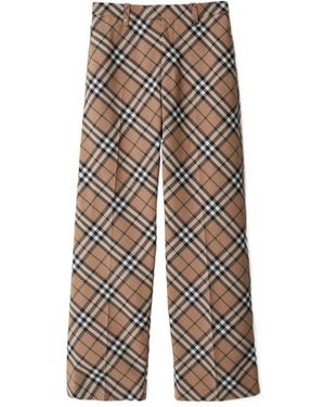 Burberry Wool-Blend Check Tailored Trousers - Multicolour