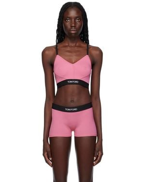 Tom Ford Logo-Trim Stretch Bralette - Red