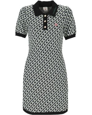 CASABLANCA Cubist Cc Monogram Polo Midi Dress - Black