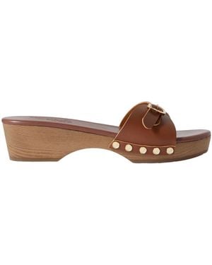 Ancient Greek Sandals Omonia Studded Leather Clogs - Brown