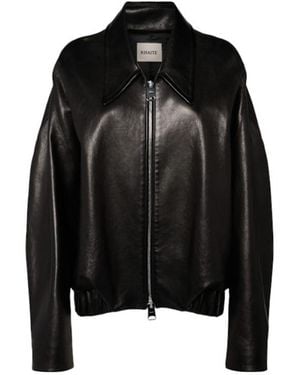 KHAITE Odin Leather Zip Up Jacket - Black