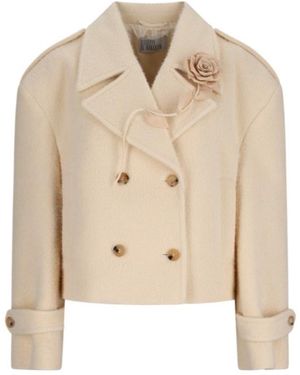 GIUSEPPE DI MORABITO Double-Breasted Floral-Detail Jacket - Natural