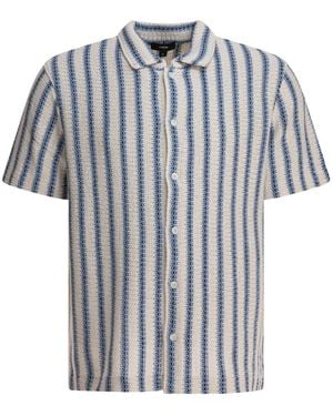 Vince Striped Short Sleeve Polo Shirt - Grey