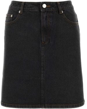 A.P.C. Standard A-Line Denim Miniskirt - Black