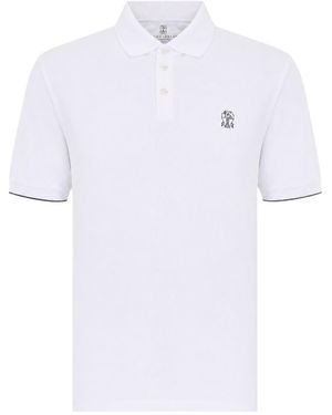 Brunello Cucinelli Logo-Embroidered Polo Shirt - White