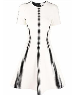 McQueen Spine Jacquard-Pattern Flared Mini Dress - White