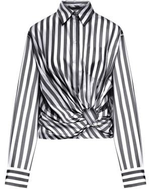 Sportmax Palmizi Cropped Cotton Shirt With Front Knot - Black