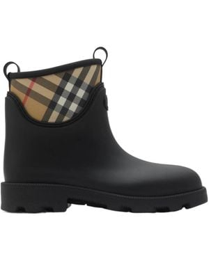 Burberry Vintage Check-Detailed Rain Boots - Black