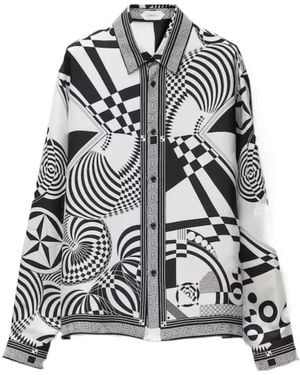 Versace Pattern-Printed Long-Sleeved Shirt - Gray