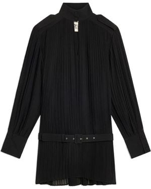 Semicouture Pleated Belted Mini Dress - Black