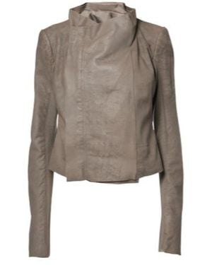 Rick Owens Light Luxury Avant-Garde Leather Jacket - Brown